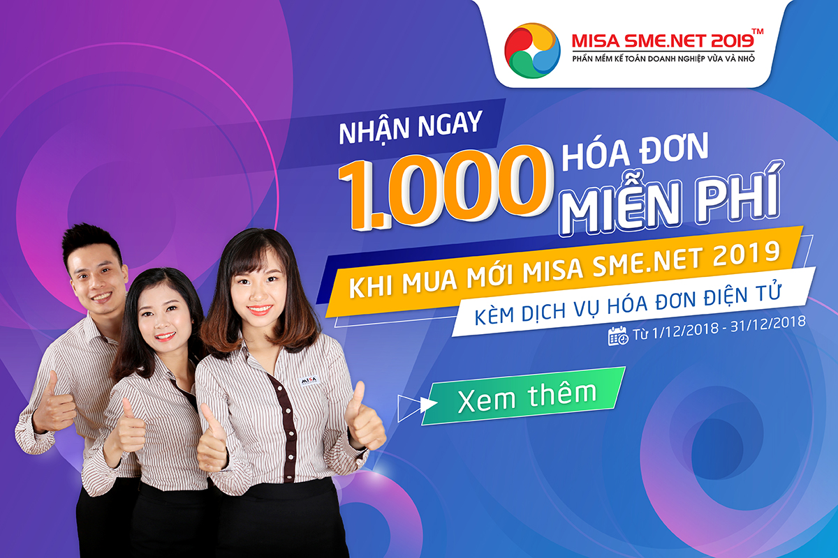 tặng hóa đơn điện tử khi mua phần mềm kế toán MISA