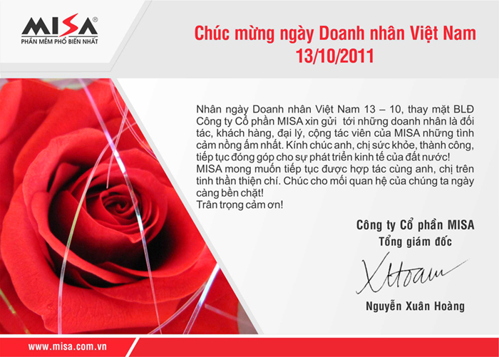 MISA chúc mừng ngày Doanh nhân Việt Nam 13/10/2011