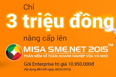 Chương trình ưu đãi nâng cấp và chính sách giá nâng cấp  phần mềm MISA SME.NET 2015 trong năm 2016